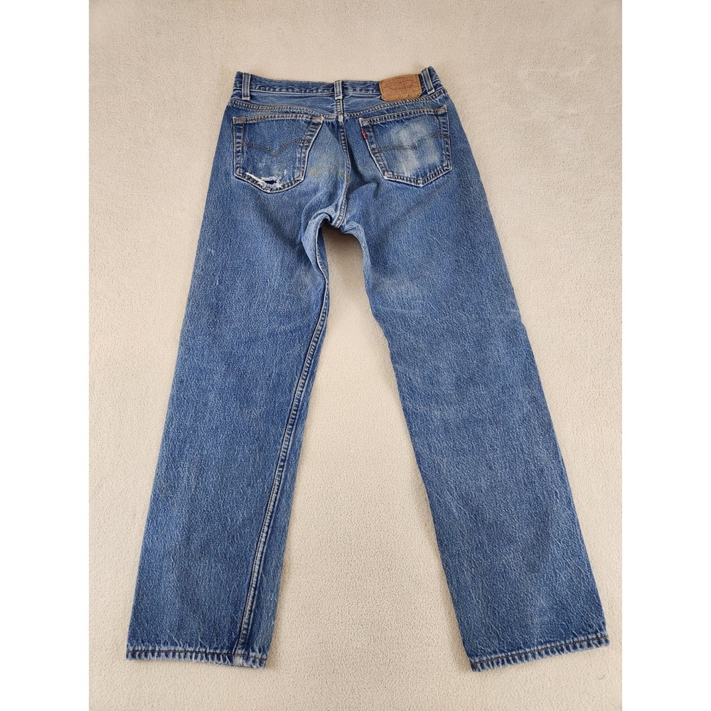 90s 501 Buttonfly Levis Jeans Tag Size 34 x 33 Distressed Grunge USA Made - Picture 2 of 12